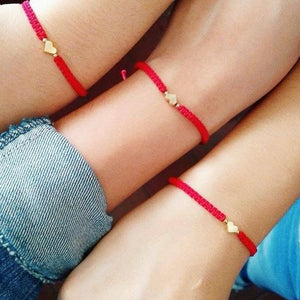 Pulseras Tejidas Rojas de Corazón *Friendship*